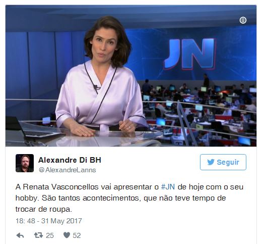 Roupa de Renata Vasconcellos em chamada no JN vira piada nas redes sociais 8