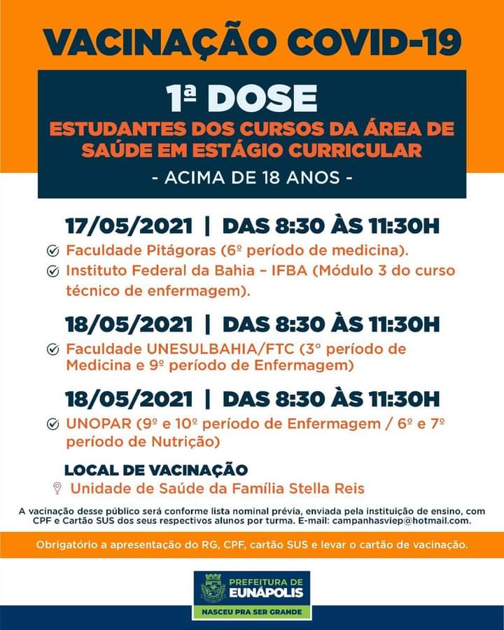 Eunápolis: Vacina contra Covid-19 (1ª dose comorbidades / dia 17 de maio) 8