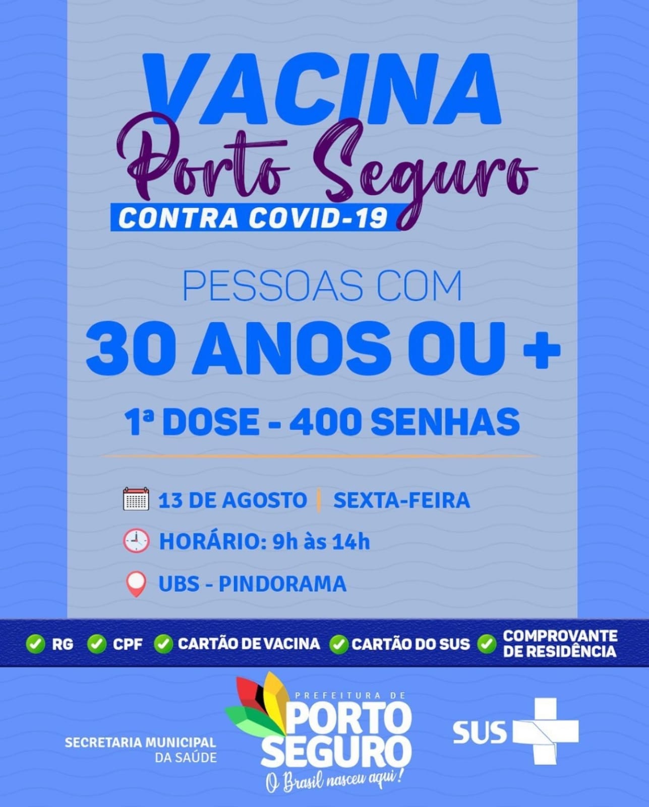 Porto Seguro: Cronograma de Vacinação contra a Covid-19 (de 12 a 13 de agosto) 10