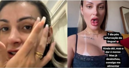 Além da lingua de cobra, Andressa Urach adere a moda do piercing genital: ‘Ainda ta doído’ 4