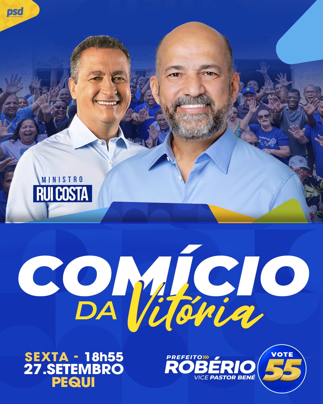 Robério mostra força política e recebe Rui Costa em grande comício nesta sexta 5