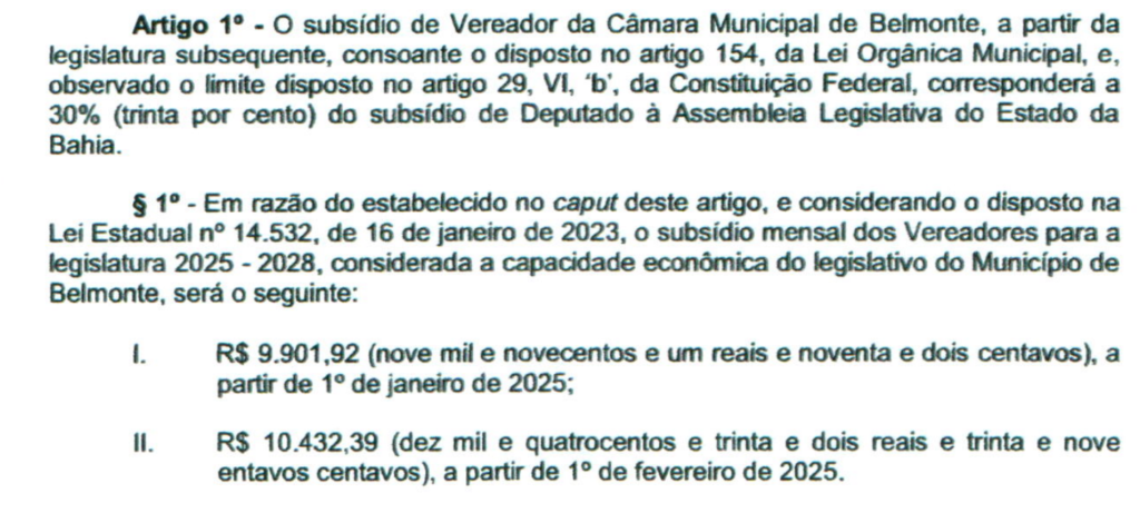 Câmara de Vereadores de Belmonte aprova reajuste salarial para prefeito, vice-prefeito, secretários e vereadores a partir de 2025 6