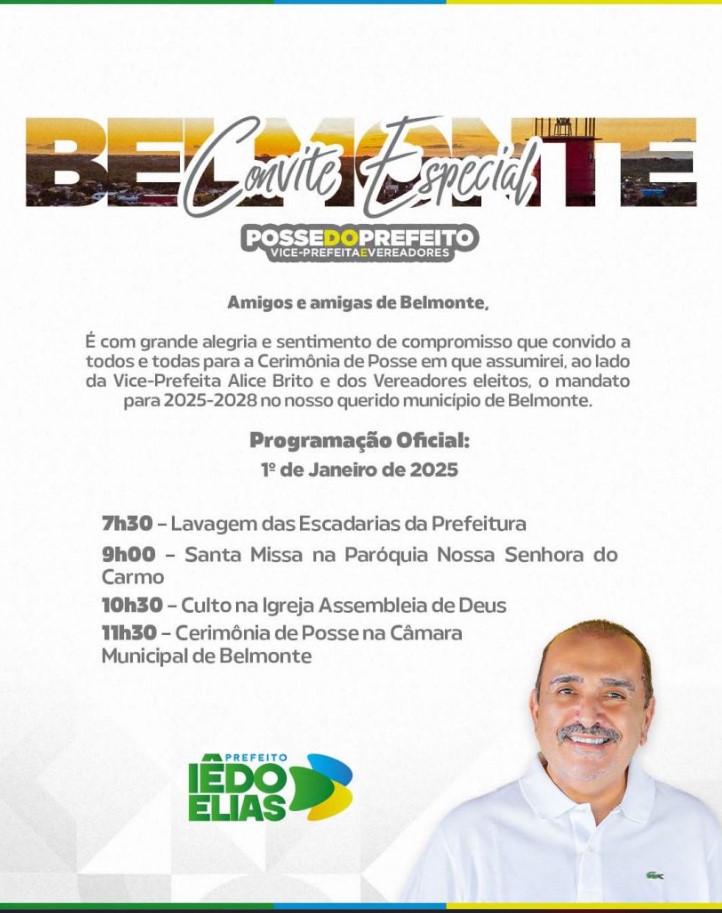 Prefeito Eleito Iêdo Elias anuncia programação de Réveillon e posse em Belmonte 6